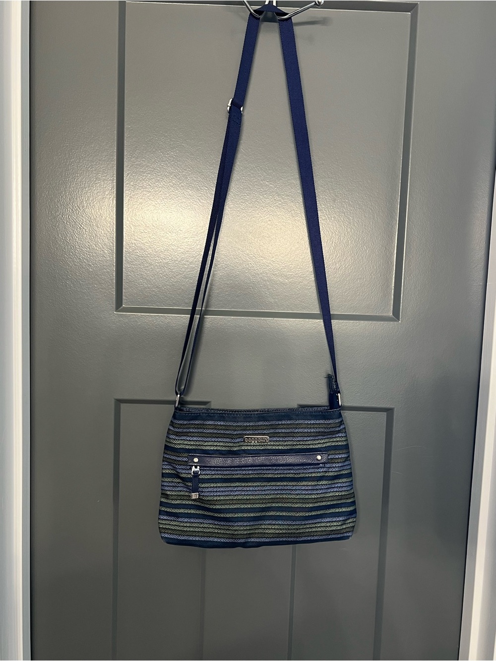 Baggallini Navy and Blue Striped Crossbody Bag